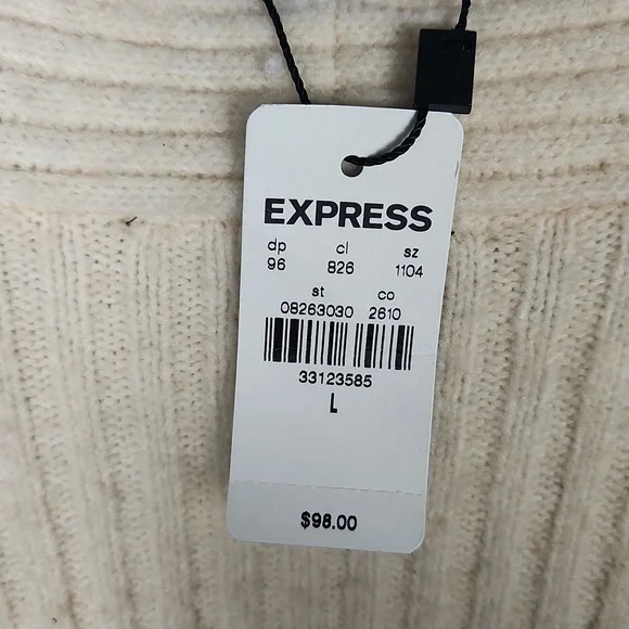 Express ribbed crop sweater cardigan women's Large oat NWT - Picture 4 of 8
